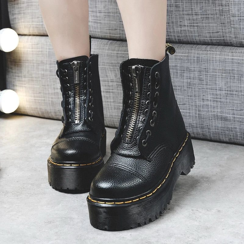 Ava - Komfortstiefel aus Leder mit Reißverschluss