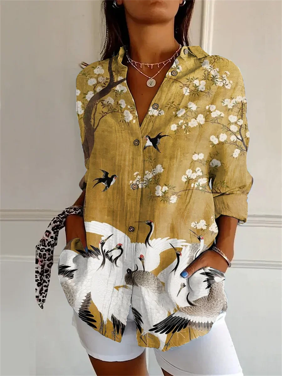 Mandi - Braune Lange Lockere Bluse