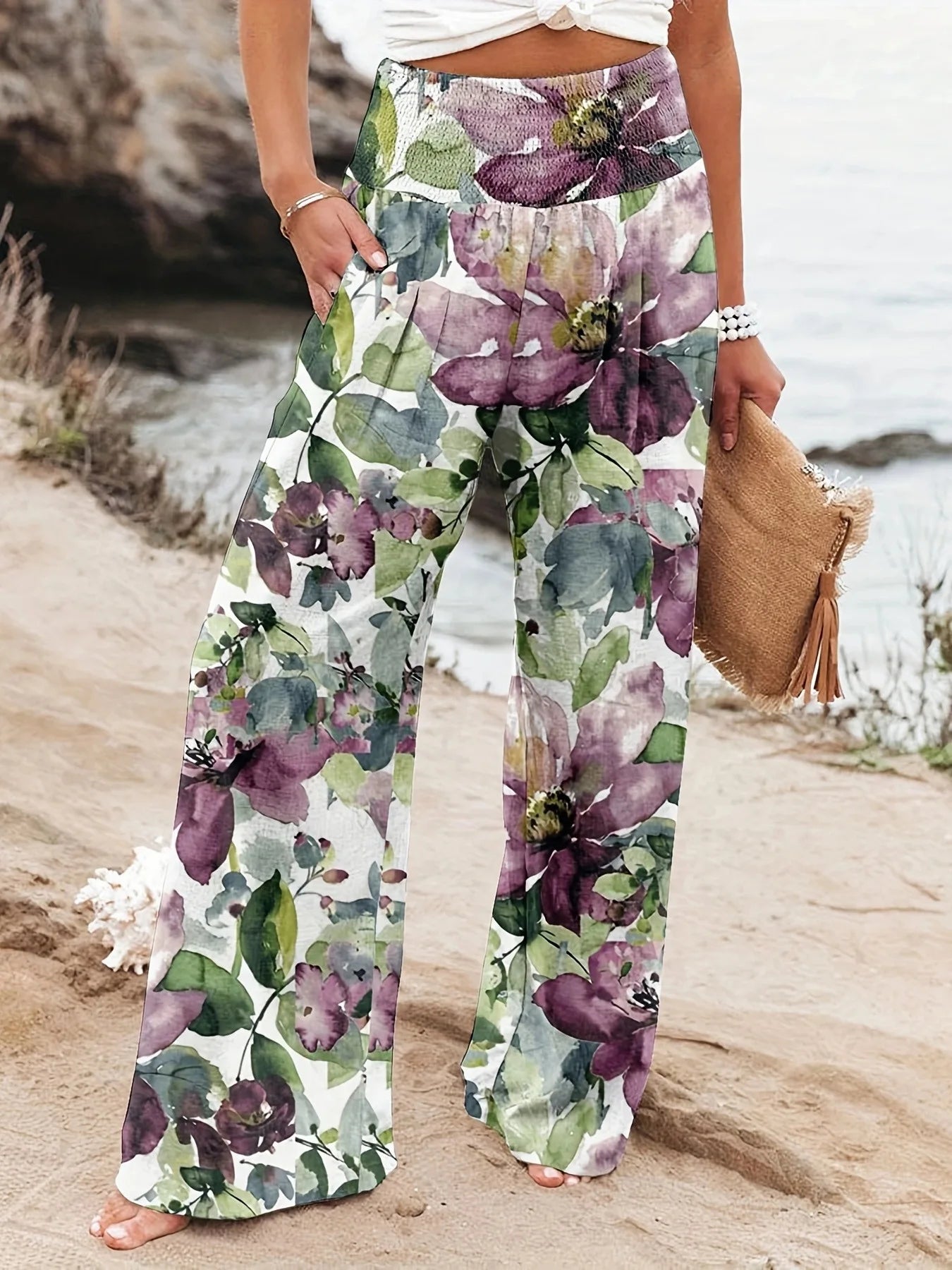 Diana - Luftige Strandhose mit Druck