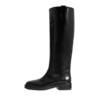 Nikola - Lange Komfortstiefel aus Leder mit Absatz
