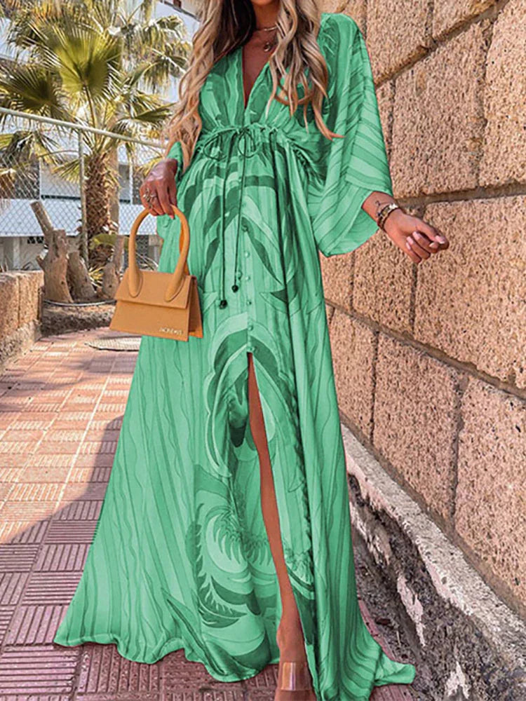 Kiana - Elegant bedrucktes Beach Cover Up Kleid
