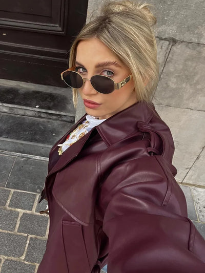 Air | Kurzer Trenchcoat aus veganem Leder