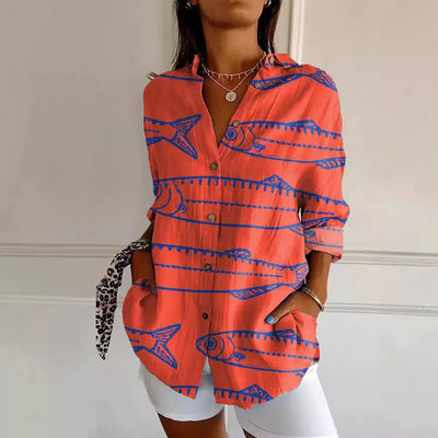 Luna - Lange Bluse mit Blumendruck