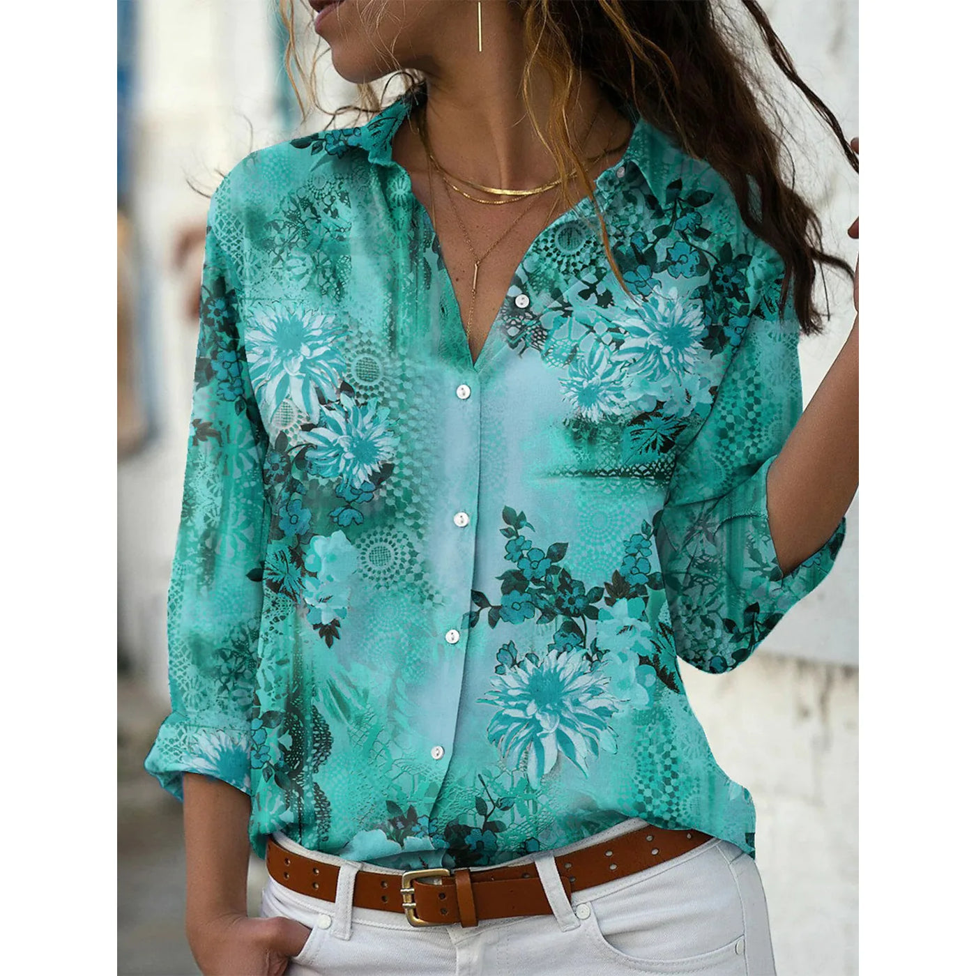 Mila - Vintage Blumen druck Blusen