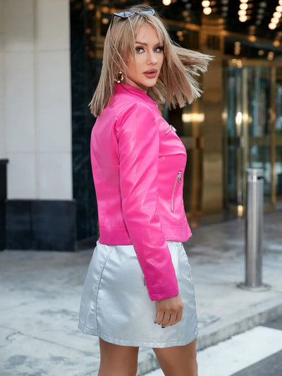Naimi - Damen Motorrad Lederjacke mit Reißverschlüssen