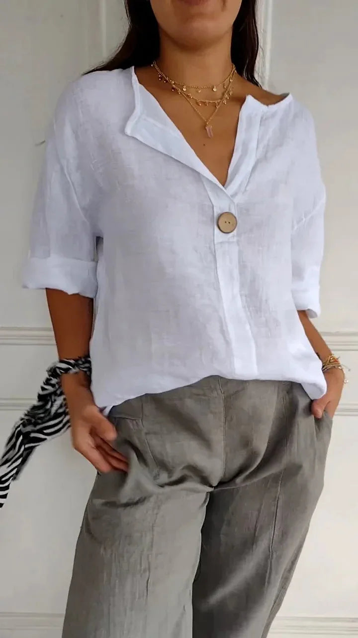 Mariene - Lange Bluse mit Kurzen Ärmeln