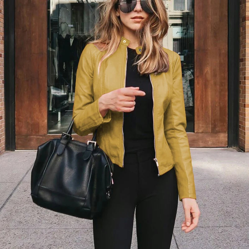Shira - Stylische Leder Zwischenjacke