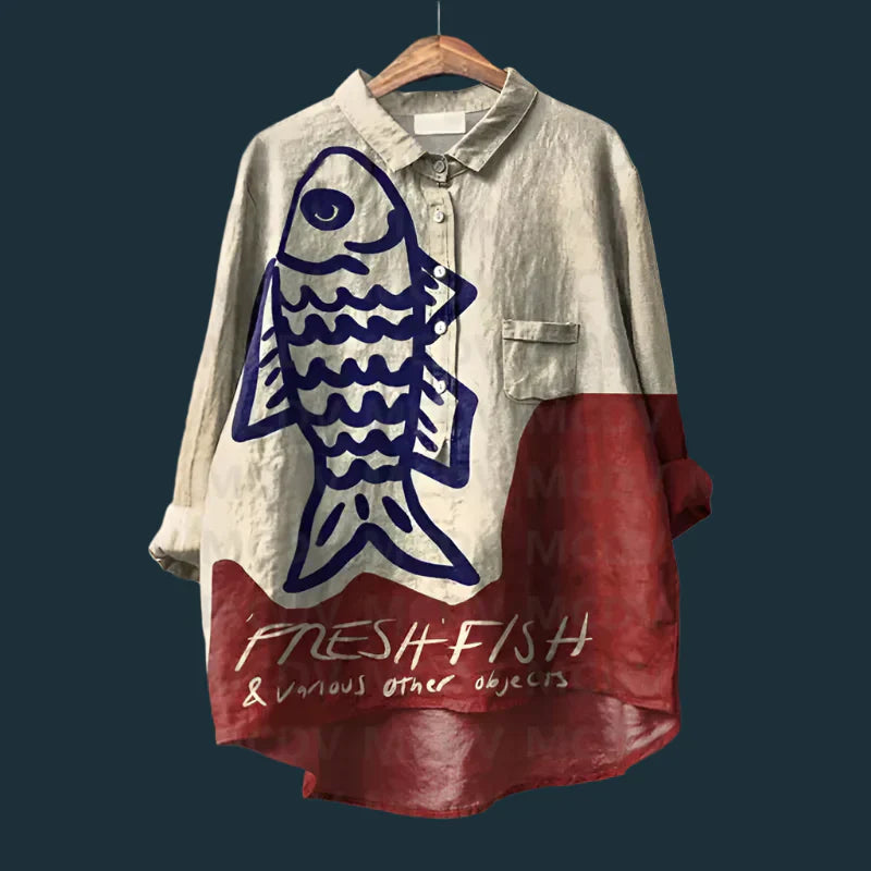 Rael | Bequemes Vintage-Shirt mit Fischdesgin