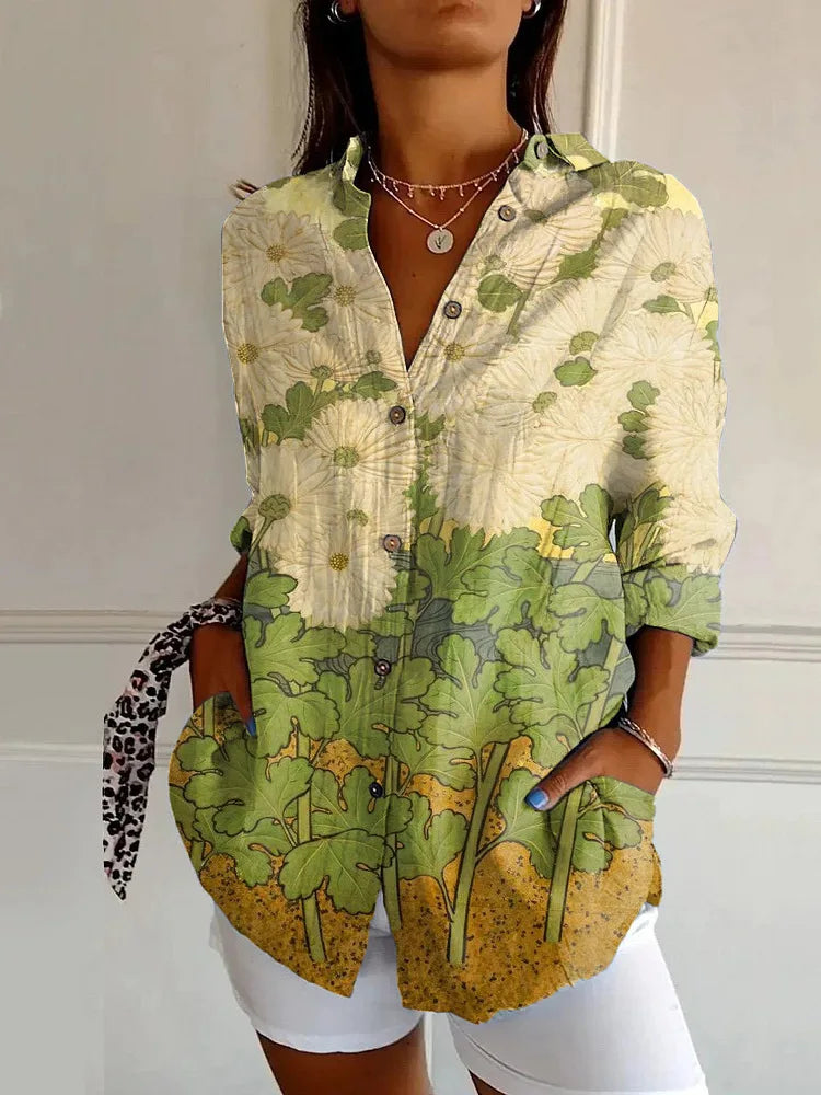 Luna - Lange Bluse mit Blumendruck