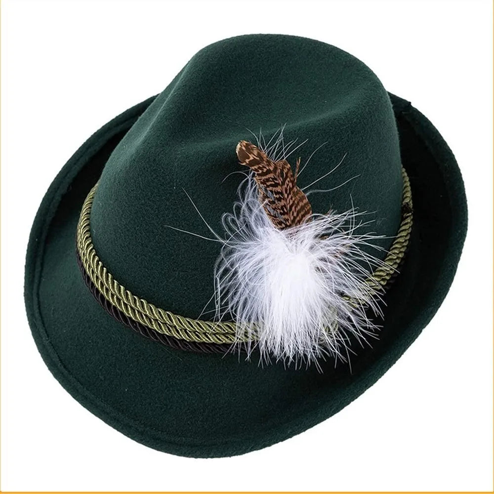 Elegant Herren-Oktoberfest-Fedora mit Feder – Das perfekte Kostüm-Accessoire für Ihren Festauftritt