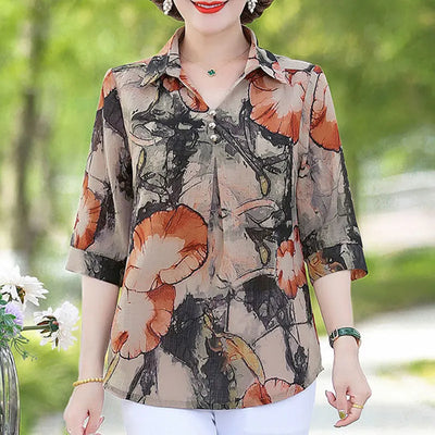 Amelia - Vintage Blumen druck Blusen
