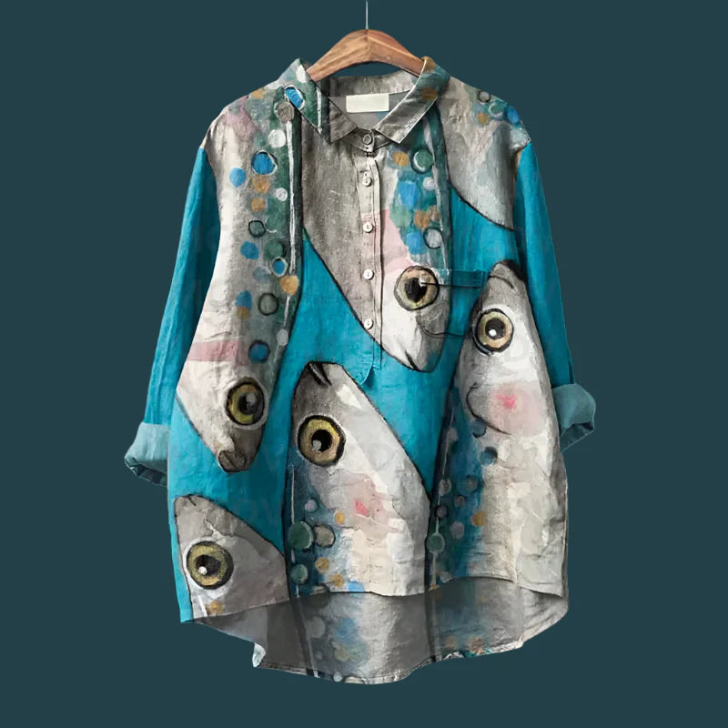 Rael | Bequemes Vintage-Shirt mit Fischdesgin