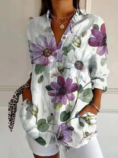 Luna - Lange Bluse mit Blumendruck