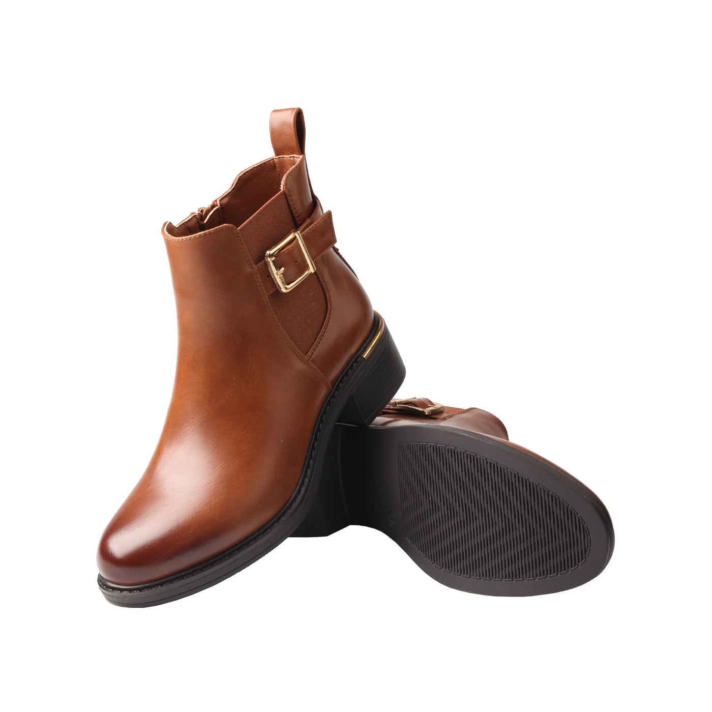 Juliette - Bequeme einfache Lederstiefel mit Gürtel