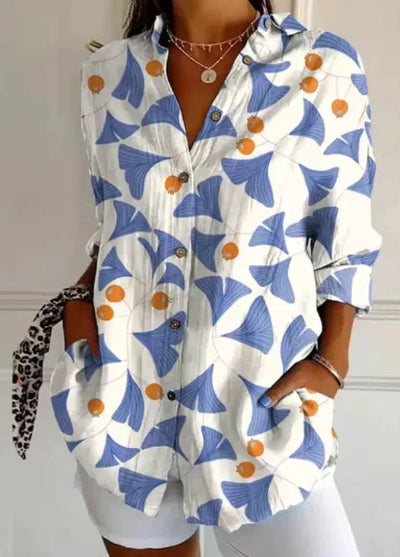 Luna - Lange Bluse mit Blumendruck