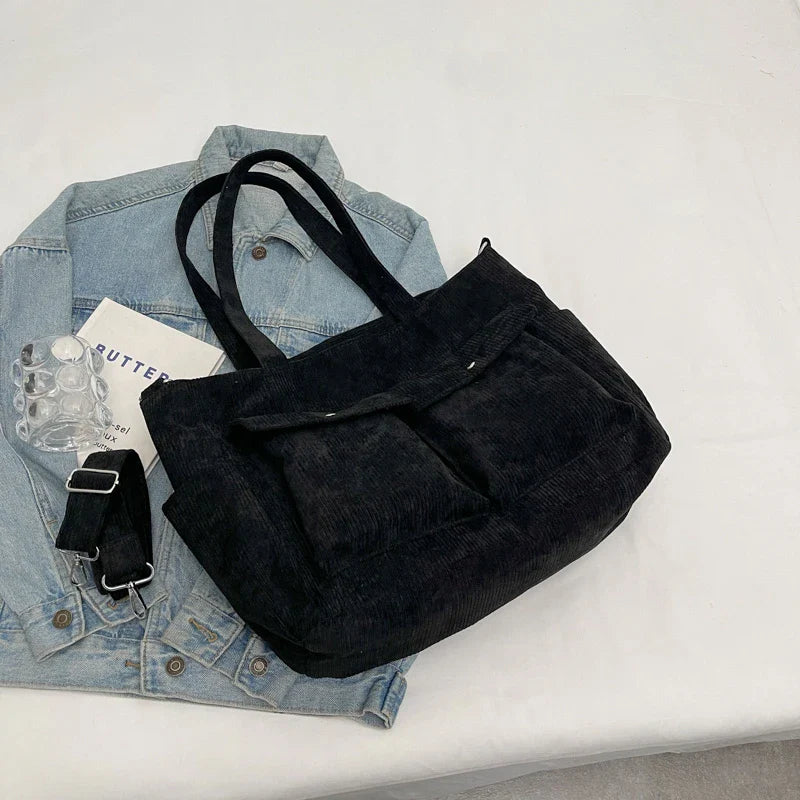 ADELINA™ | SAC CABAS EN VELOURS CÔTELÉ