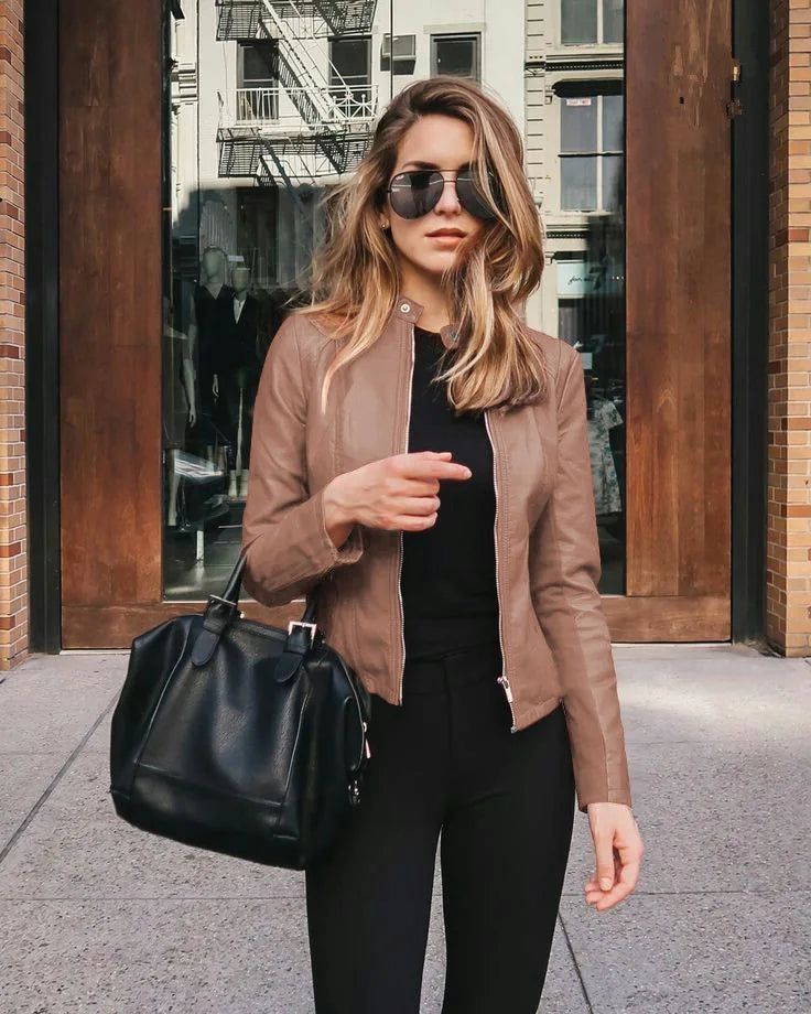 Shira - Stylische Leder Zwischenjacke