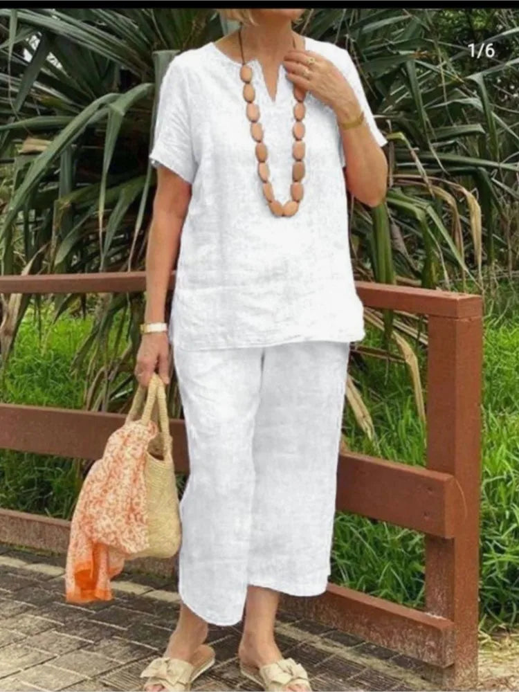 Bana - 2 Teiliges Leinenset mit 3-Viertel-Hose