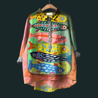 Rael | Bequemes Vintage-Shirt mit Fischdesgin