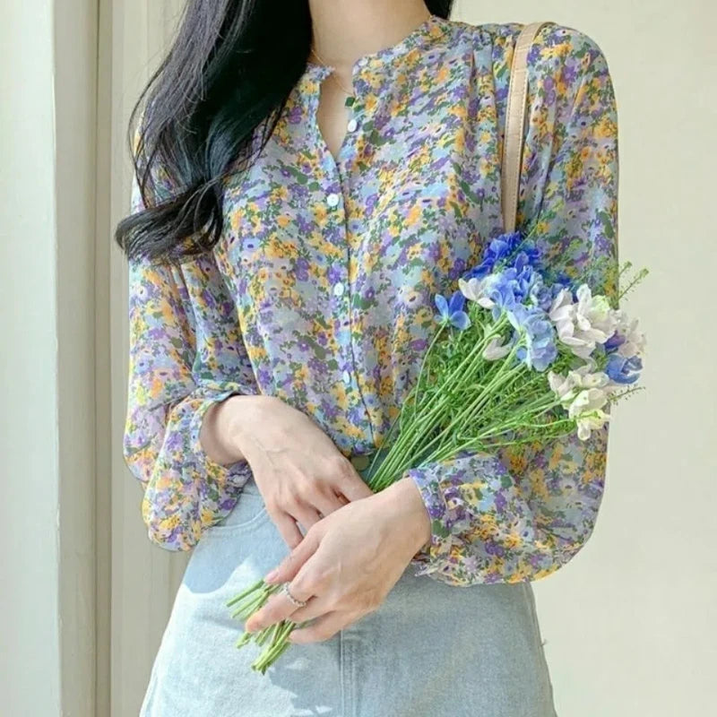 Elena - Vintage Blumen druck Blusen