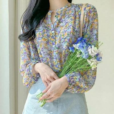 Elena - Vintage Blumen druck Blusen