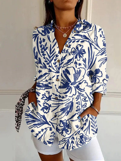 Luna - Lange Bluse mit Blumendruck