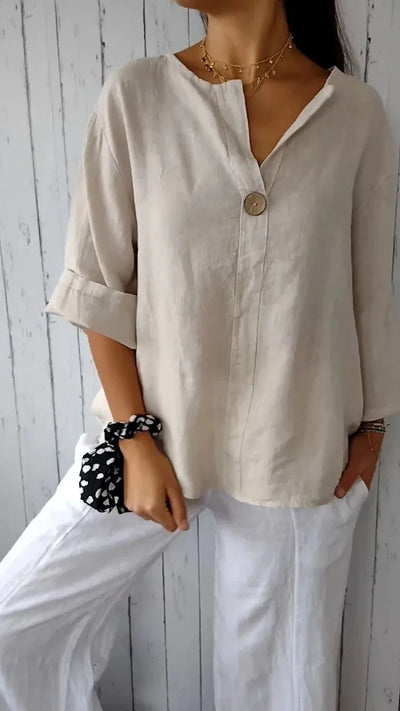 Mariene - Lange Bluse mit Kurzen Ärmeln