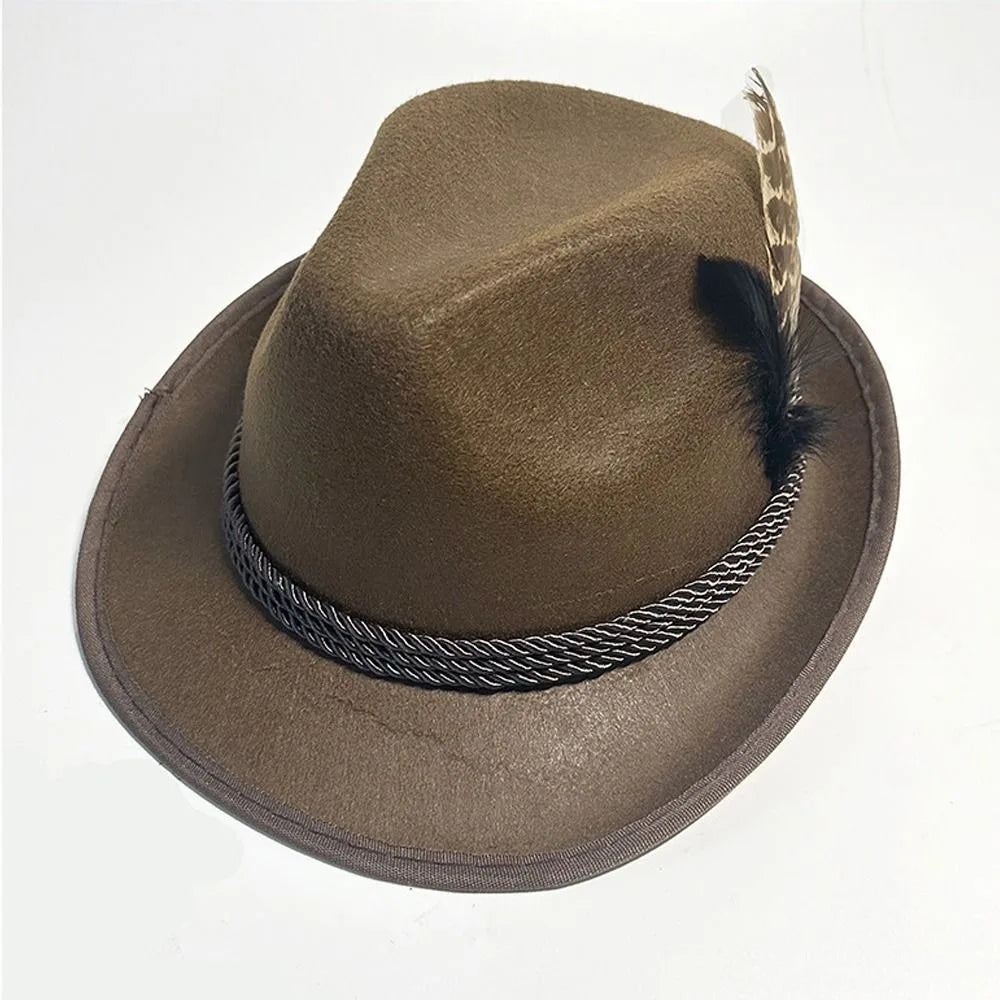 Elegant Herren-Oktoberfest-Fedora mit Feder – Das perfekte Kostüm-Accessoire für Ihren Festauftritt