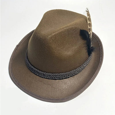 Elegant Herren-Oktoberfest-Fedora mit Feder – Das perfekte Kostüm-Accessoire für Ihren Festauftritt