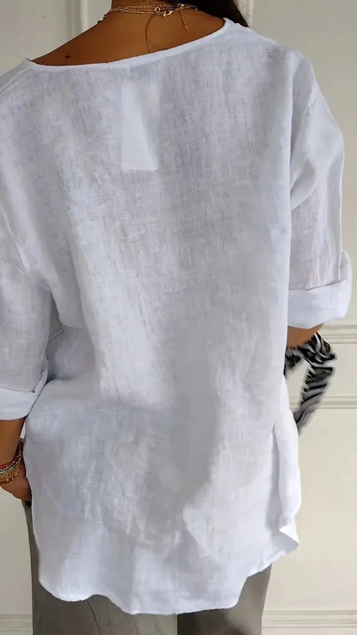 Mariene - Lange Bluse mit Kurzen Ärmeln