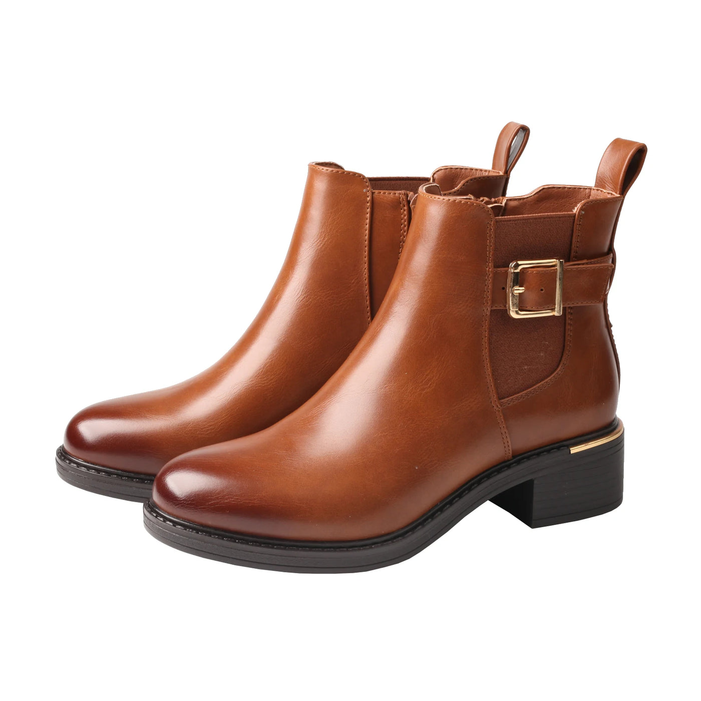 Juliette - Bequeme einfache Lederstiefel mit Gürtel