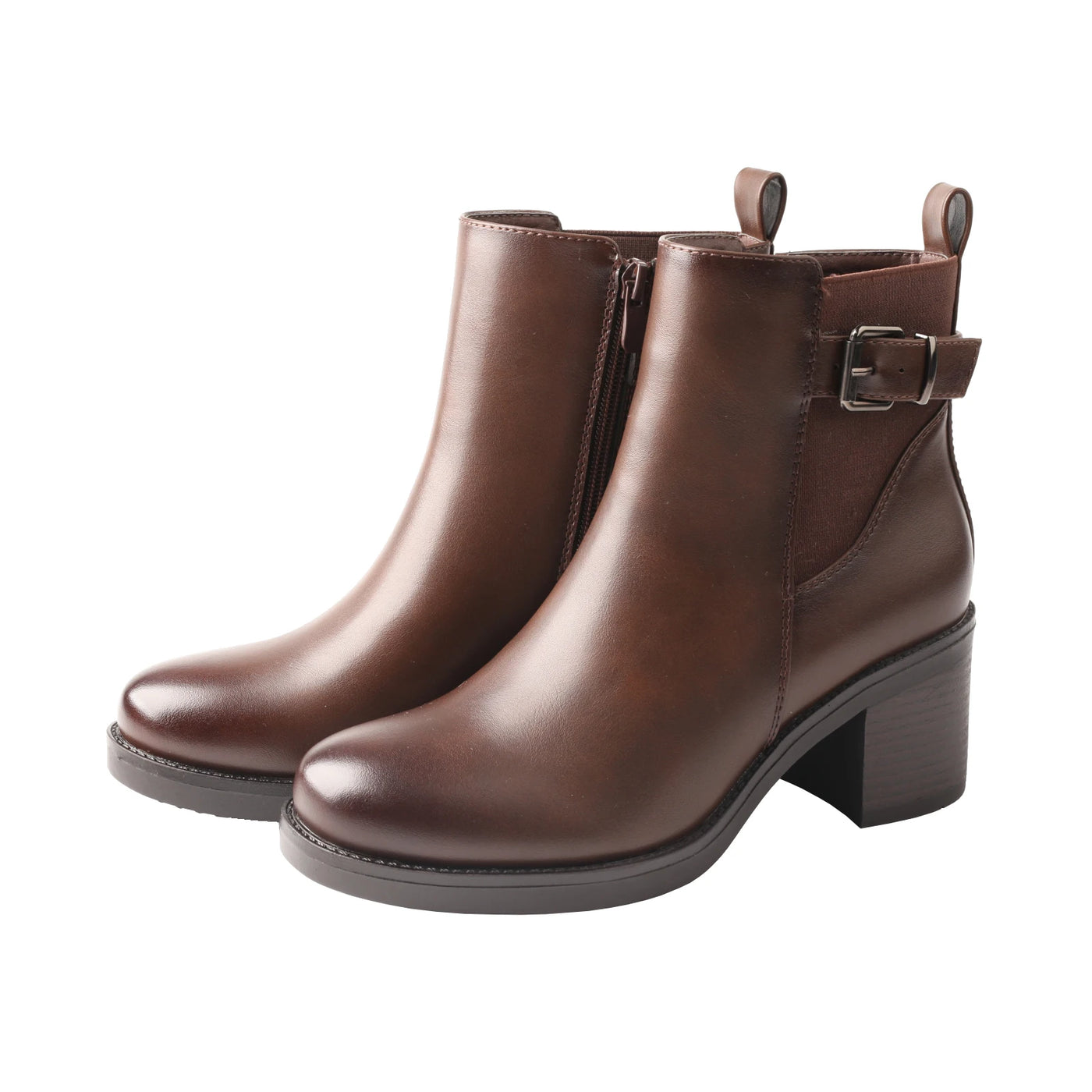 Juliette - Bequeme einfache Lederstiefel mit Gürtel