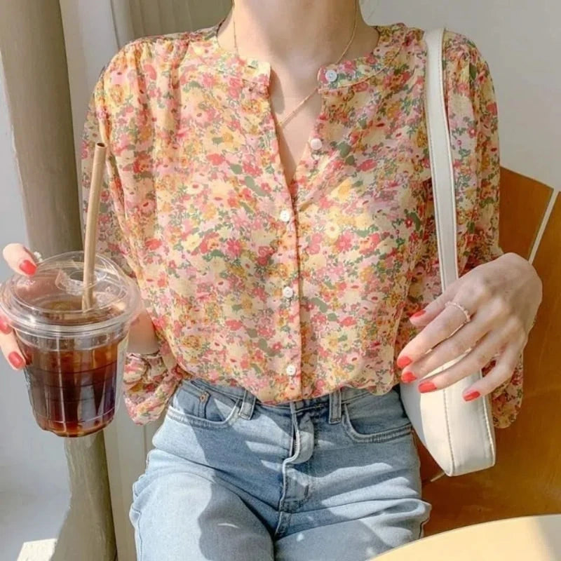 Elena - Vintage Blumen druck Blusen