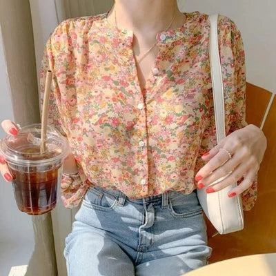 Elena - Vintage Blumen druck Blusen