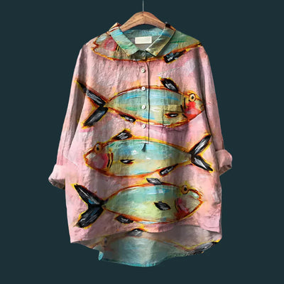 Rael | Bequemes Vintage-Shirt mit Fischdesgin