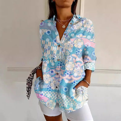 Luna - Lange Bluse mit Blumendruck