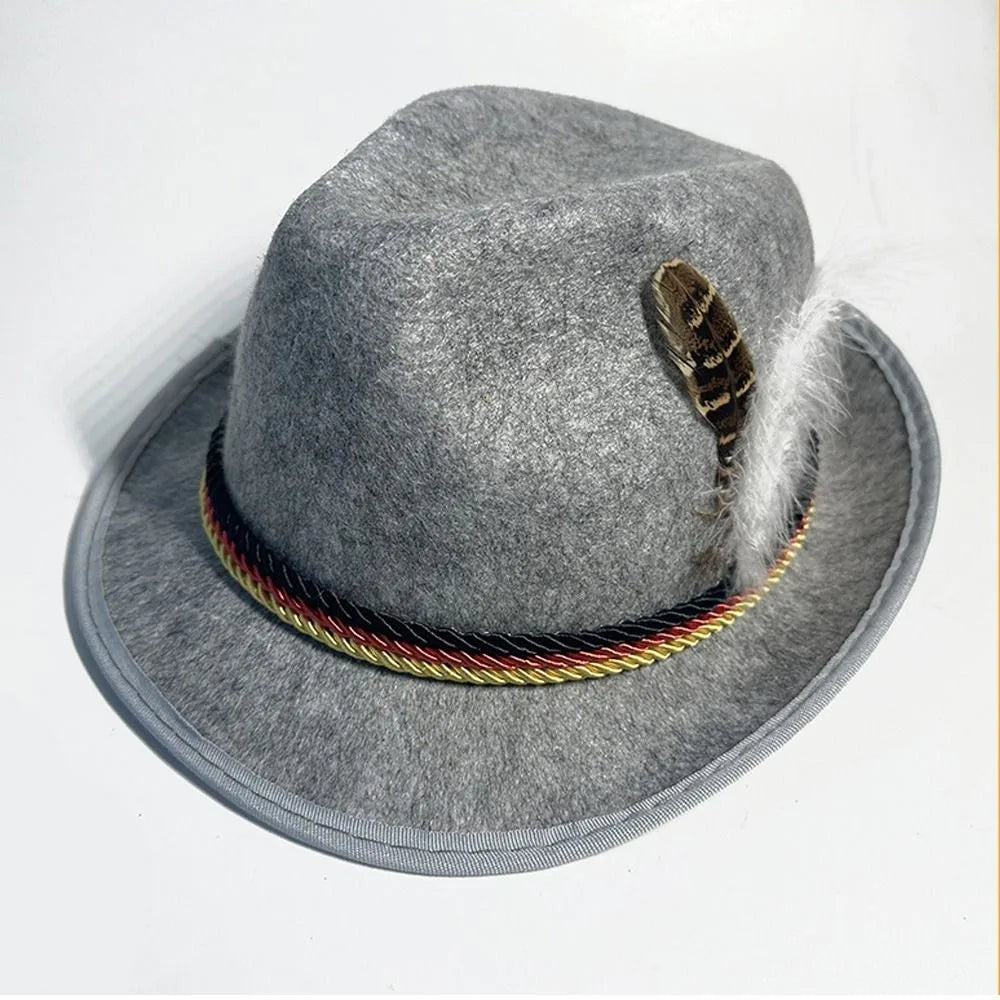 Elegant Herren-Oktoberfest-Fedora mit Feder – Das perfekte Kostüm-Accessoire für Ihren Festauftritt
