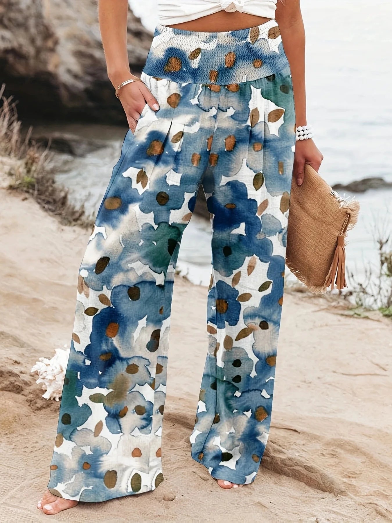Diana - Luftige Strandhose mit Druck