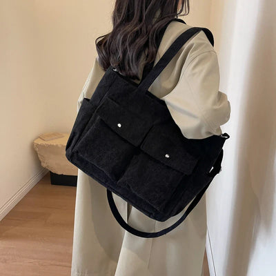 ADELINA™ | SAC CABAS EN VELOURS CÔTELÉ