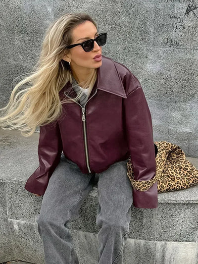 Hermana - Elegante Leder-Bomberjacke