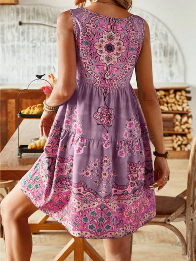 Emma -  Vintage Ärmellose Kleider mit Drück