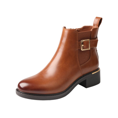 Juliette - Bequeme einfache Lederstiefel mit Gürtel