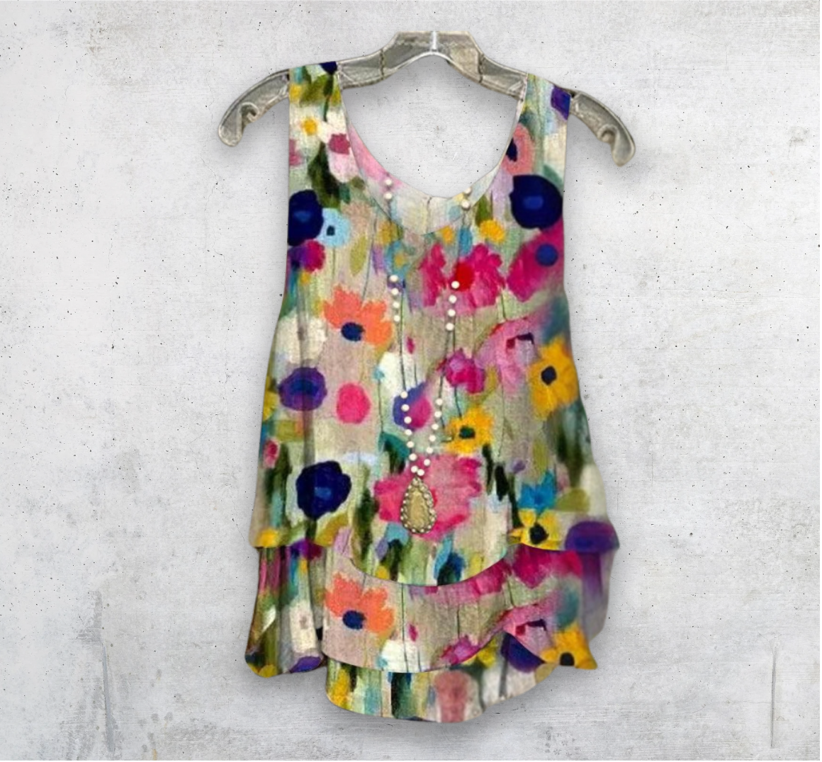 Lila - Top mit floralem Druck