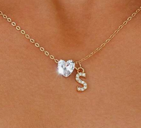 Collana Anna - lettera individuale con diamante a cuore