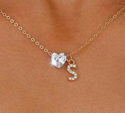 Collana Anna - lettera individuale con diamante a cuore