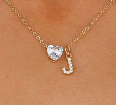 Collana Anna - lettera individuale con diamante a cuore