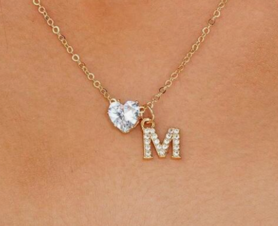 Collana Anna - lettera individuale con diamante a cuore