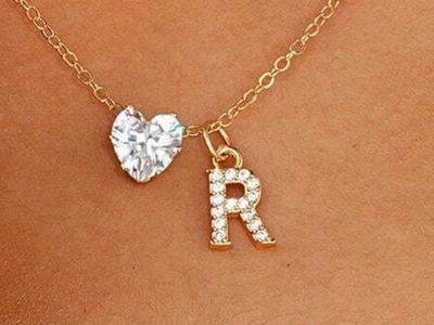 Collana Anna - lettera individuale con diamante a cuore