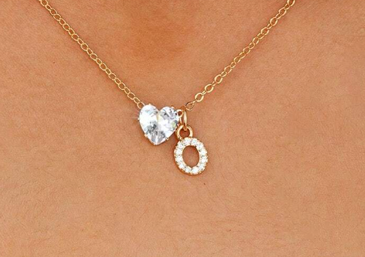 Collana Anna - lettera individuale con diamante a cuore