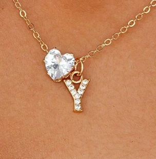 Collana Anna - lettera individuale con diamante a cuore